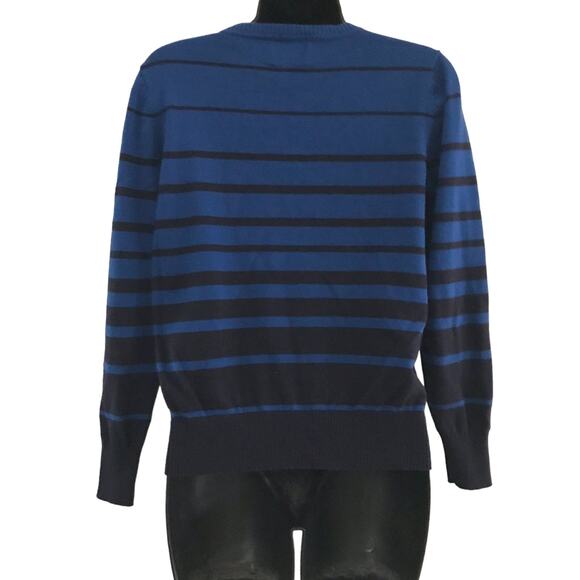 Blue black striped St Johns Bay petite med sweater - Picture 3 of 4
